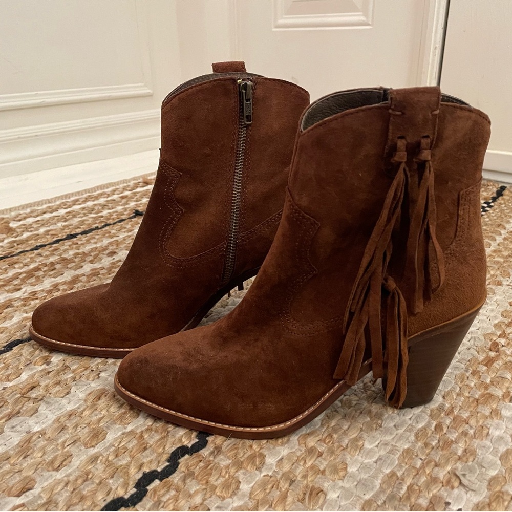 Ash suede leather cowboy boots bootie tassel size 40